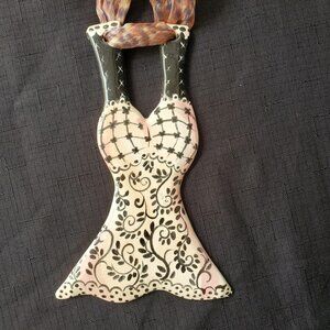 Ceramic Sundress Wall Hanging 7 in x 4.5 in Hand Made Painted Artist Signed